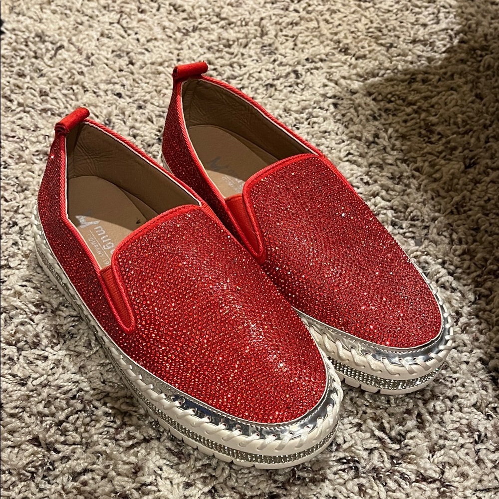Red rhinestone slip-on